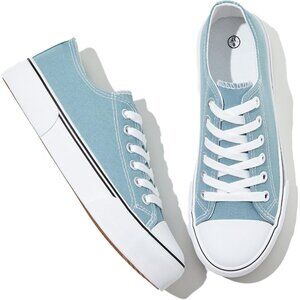 Women's Lake Green Low Top Casual Lace Up Comfortable Canvas Fashion Sneakers